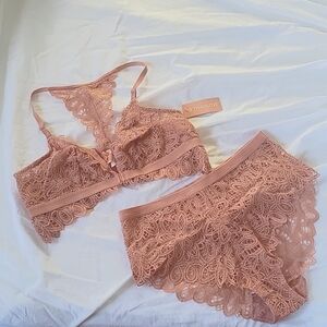 ThirdLove Boho Lace Front Closure Bralette and Panty Set